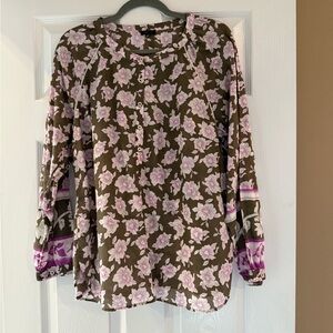 Talbots Pink and Green Floral Blouse